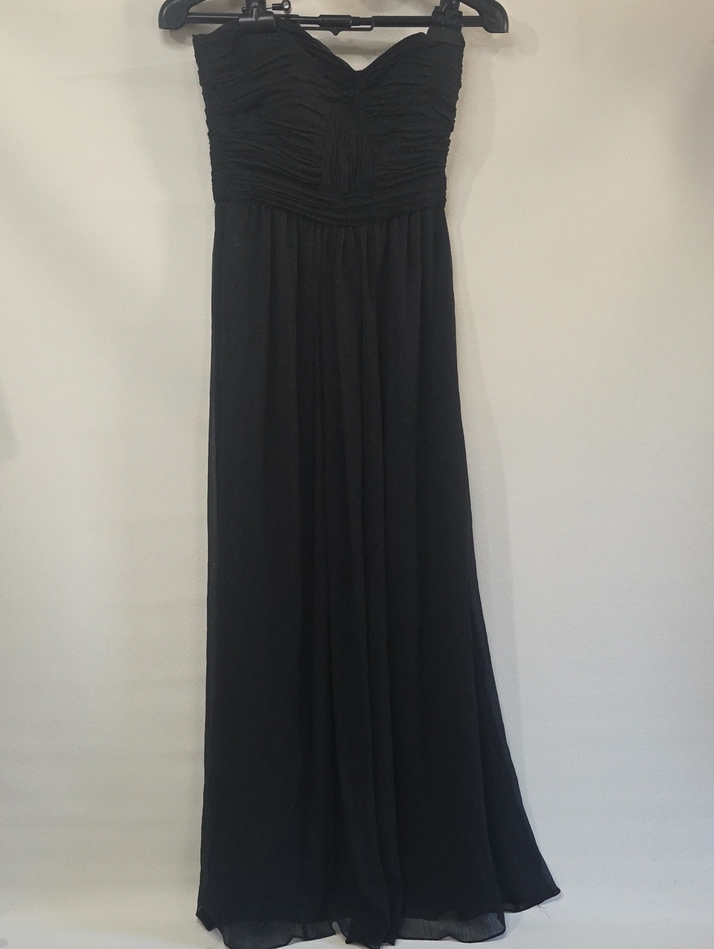 Black Strapless Ruched Bodice Maxi Dress